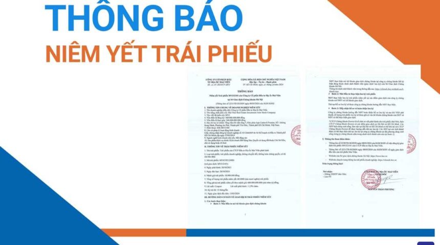 Thông báo Niêm yết Trái phiếu MVJ12101 của Công ty Cổ phần Đầu tư Địa ốc Mai Viên